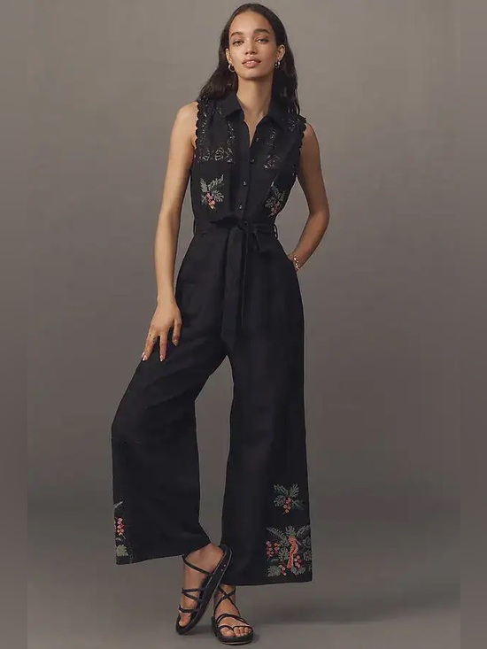 Ranna Gill Pants - NWT Ranna Gill Belted Crochet Jumpsuit